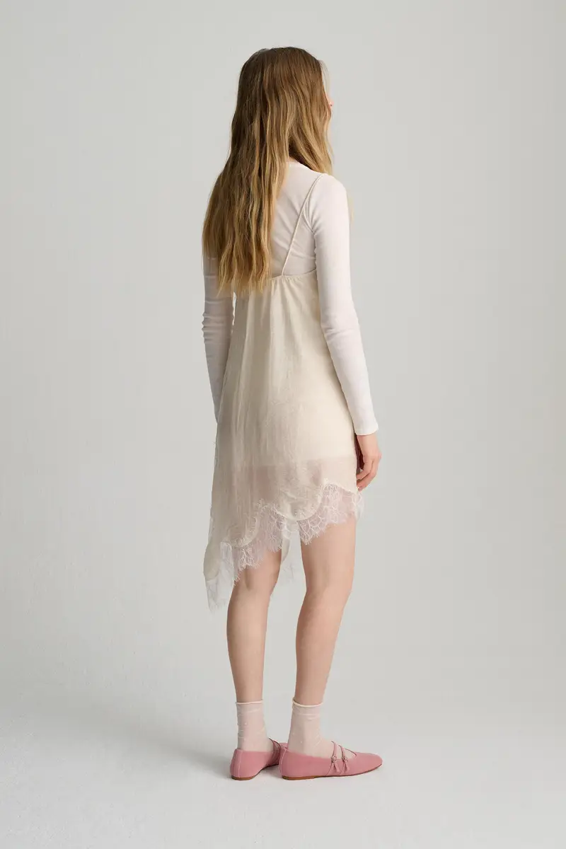 Vestito Sottoveste Combinato Beige miniatura 3