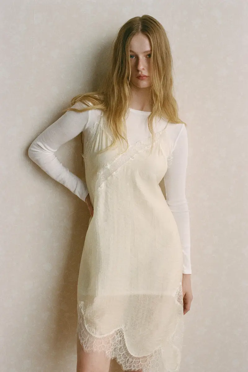 Vestito Sottoveste Combinato Beige