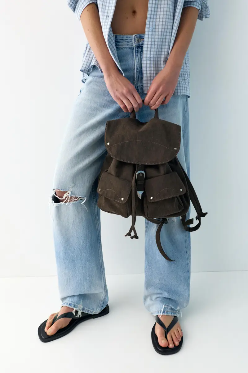 Zaino Tasche Fibbia Marrone