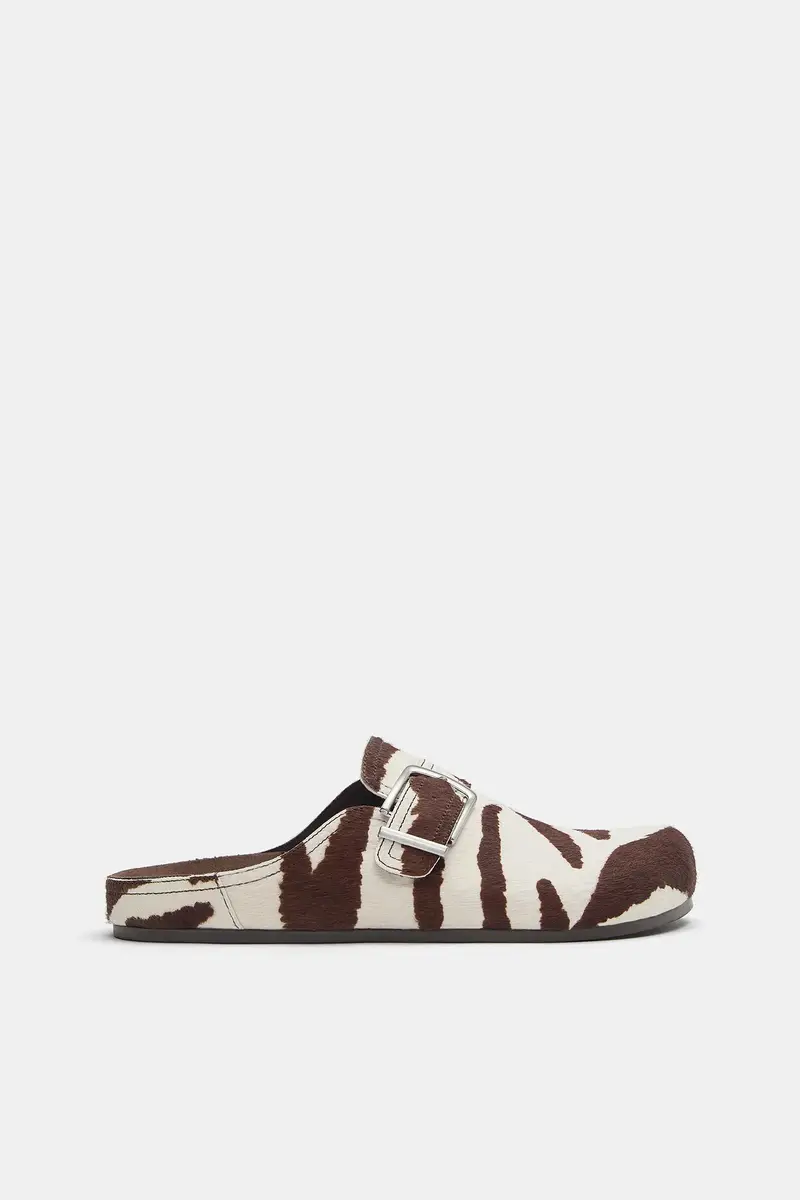 Zoccoli Con Fibbia Stampa Animalier In Pelle Combinato miniatura 2