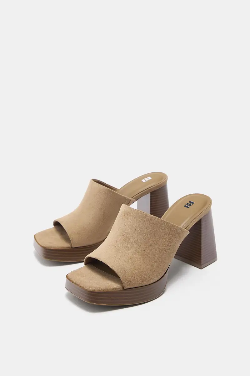 Zoccoli Con Tacco In Legno Marrone miniatura 2