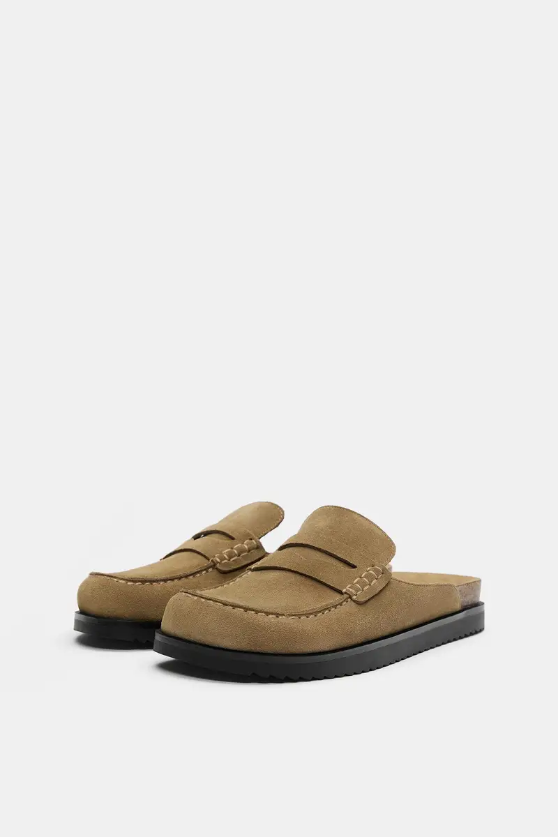 Zoccoli In Pelle Sabbia miniatura 2