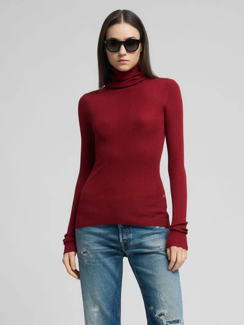 Pullover A Collo Alto In Lana