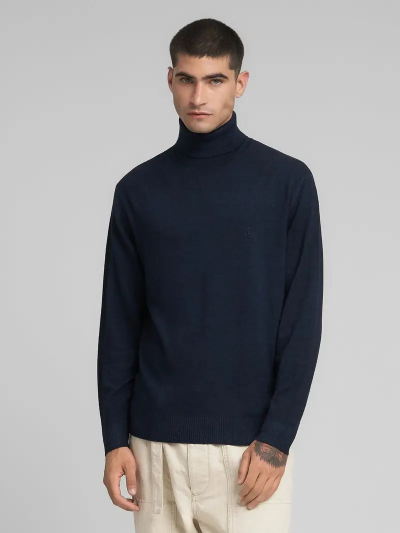 Pullover A Collo Alto In Misto Lana