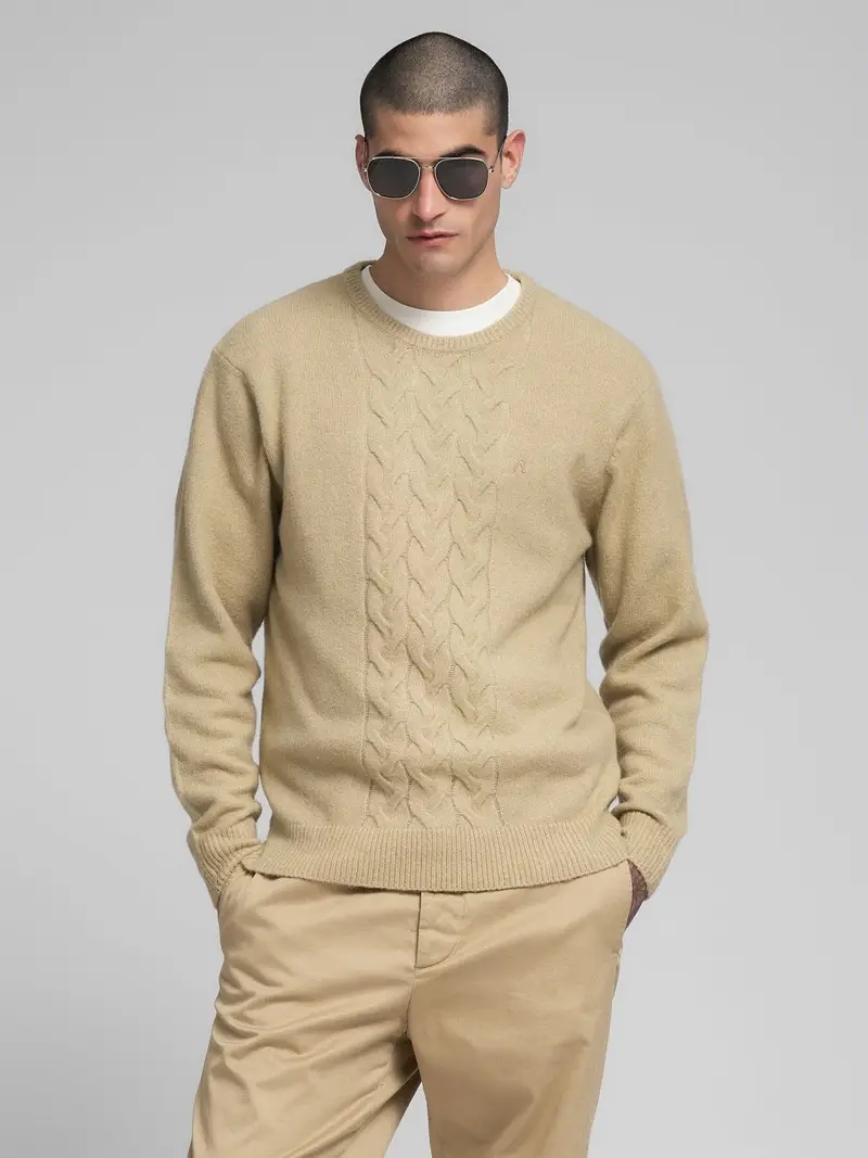 Pullover Girocollo In Tessuto Riciclato