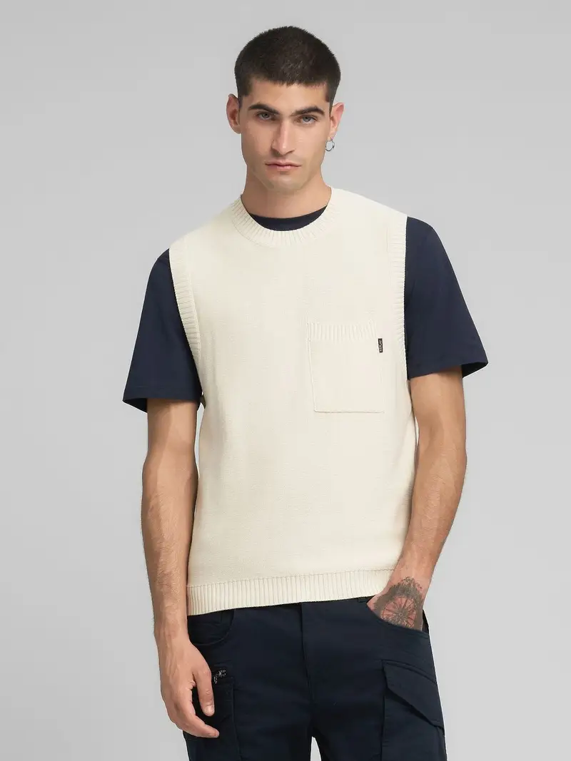 Pullover Smanicato In Cotone