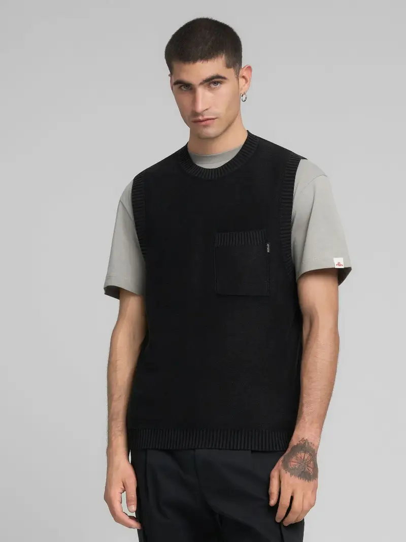 Pullover Smanicato In Cotone