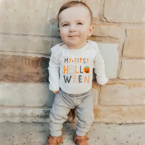 Puluole Costume Halloween Neonato - Vestito Zucca, Tutina, Pagliaccetto, My First Halloween, Abito, Completino miniatura 3