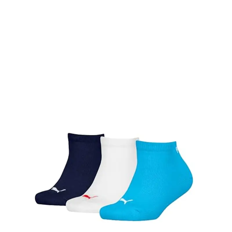 PUMA 194010001 Calzini da Sneaker, Combo Blu, 35-38 (Pacco da 3) Unisex-Bambini e Ragazzi