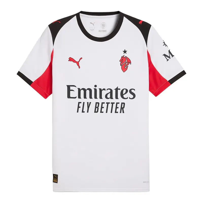 A C Milan Maglia Gara Away Stagione 2025/2026 Bianco Rosso Uomo S