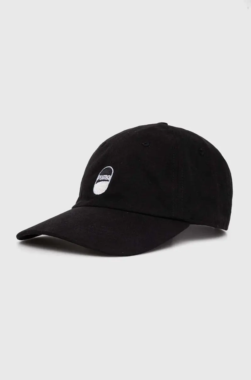 berretto da baseball in cotone Downtown Low Curve Cap colore nero con applicazione 025312