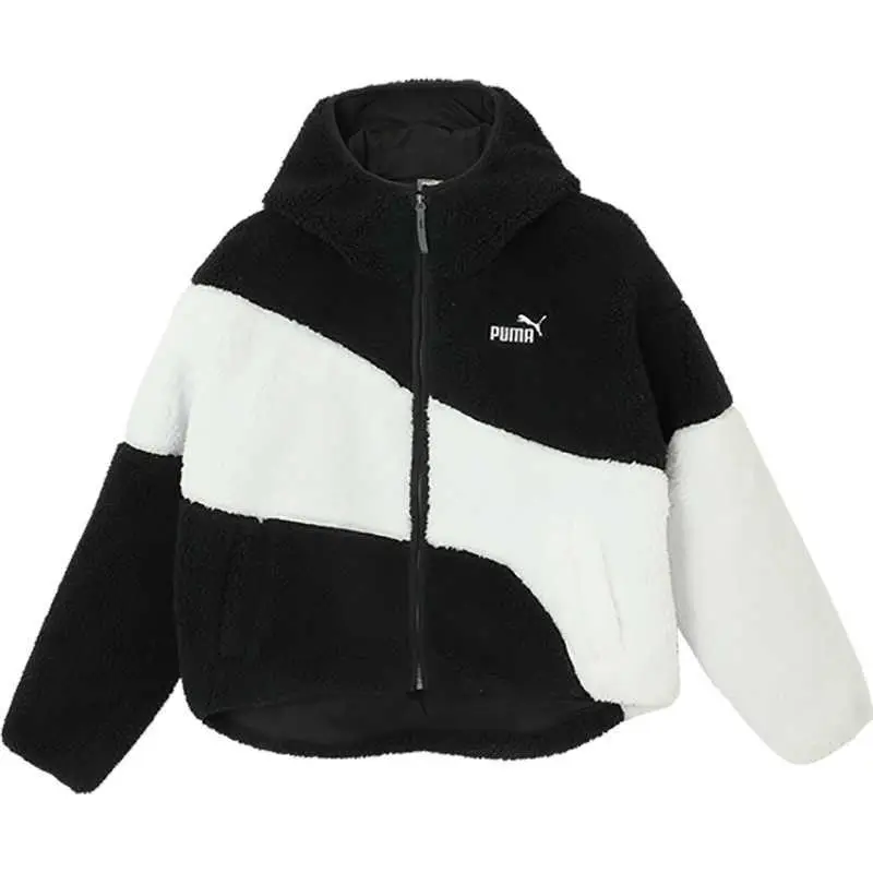 Big Cat Fashion Comodo Morbido Giacca in Pile con Cappuccio da Donna giacche Nero Bianco 678349-01 XL