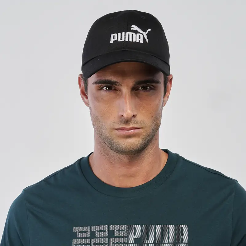 Cappellino nero sportivo da uomo con visiera e logo ricamato