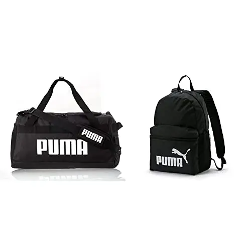 PUMA Challenger Duffel Bag S Borsone, Unisex Adulto, Nero, Taglia Unica & Phase Zaino, Unisex Adulto, Nero, Taglia Unica