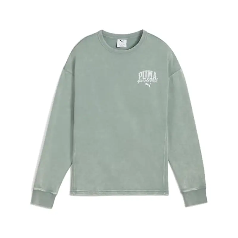 PUMA Class Comfort Washed Crew TR, Felpa con Cappuccio Bambina, Green Moon, XL