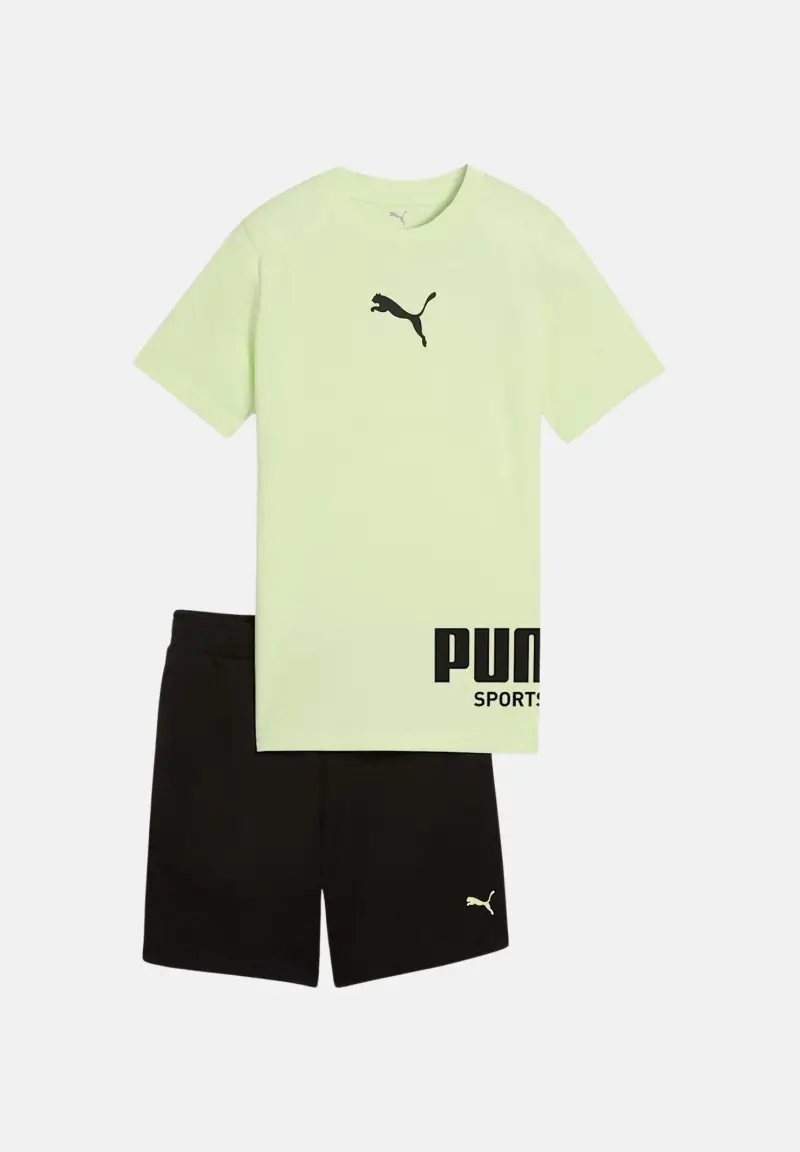 Completino PUMA Sport Graphic Relaxed lime e nero per bambino e bambina
