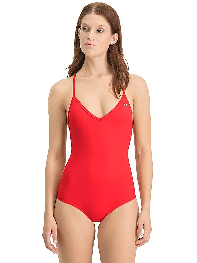 Costume da bagno da donna con scollo a V rosso | S