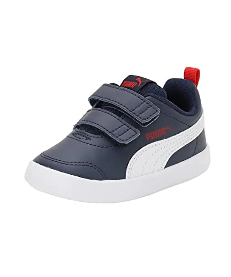 PUMA Courtflex V2 V Inf, Sneaker Unisex-Bimbi 0-24, Peacoat High Risk Red, 24 EU