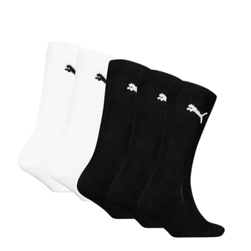 PUMA Crew, Calzini Unisex - Bambini e Ragazzi, Nero/Bianco, 27-30 (Pacco da 5) miniatura 2