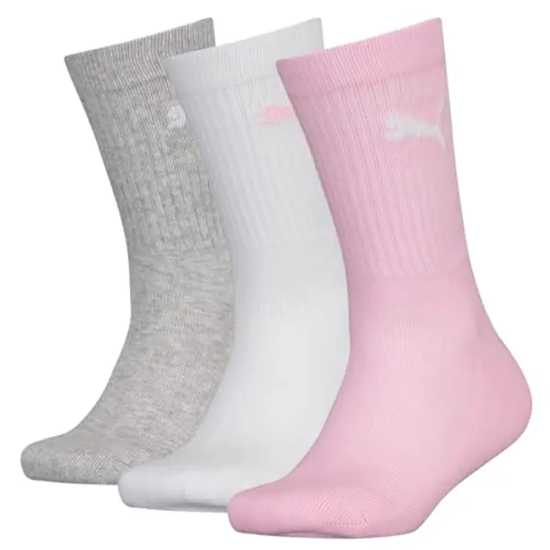 PUMA Crew, Calzini Unisex - Bambini e Ragazzi, Rosa, 27-30 (Pacco da 3)