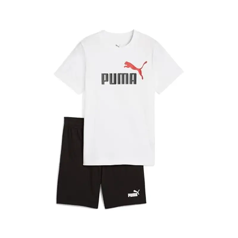 PUMA ESS 2 COLOR No. 1 Logo Tee and Shorts Set B, Abiti lavorati a maglia Bambino, PUMA White,