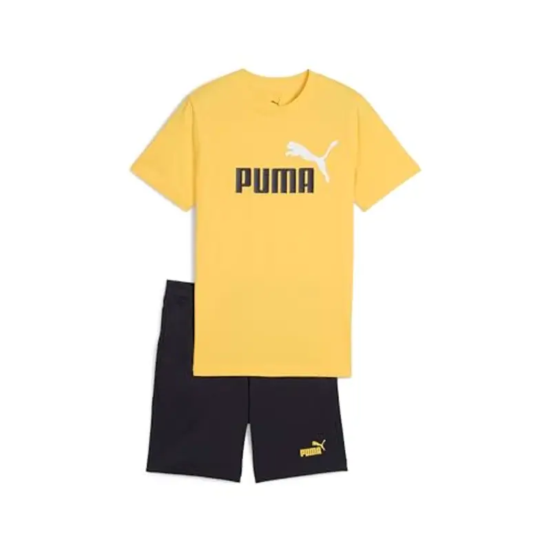PUMA ESS 2 COLOR No. 1 Logo Tee and Shorts Set B, Abiti lavorati a maglia Bambino, Sunny Yellow,