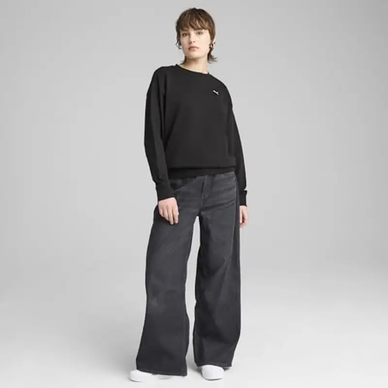 PUMA Ess Elevated Comfort Crew TR, Felpa con Cappuccio Bambina, PUMA Black, M miniatura 3