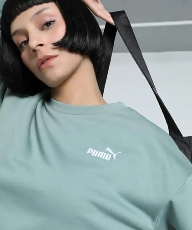 PUMA Ess Small No. 1 Logo Relaxed Crew TR, Felpa con Cappuccio Bambina, Green Moon, M miniatura 3