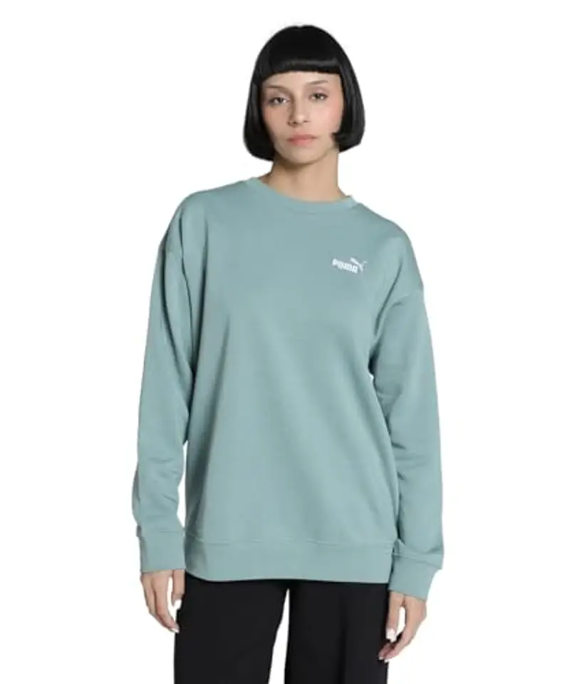 PUMA Ess Small No. 1 Logo Relaxed Crew TR, Felpa con Cappuccio Bambina, Green Moon, XL