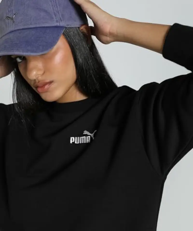 PUMA Ess Small No. 1 Logo Relaxed Crew TR, Felpa con Cappuccio Bambina, PUMA Black, XXL miniatura 3