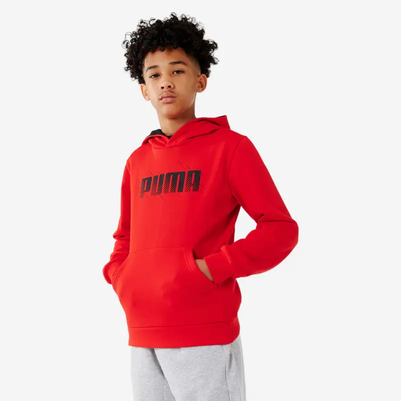 Felpa bambino ginnastica Puma misto cotone felpato con cappuccio rossa | Puma