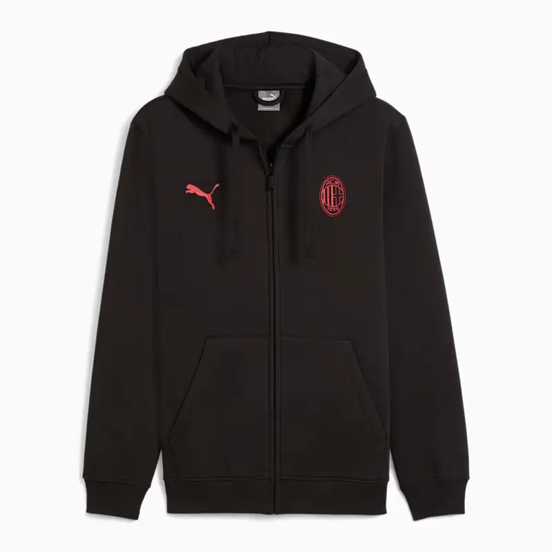 Felpa Calcio Con Cerniera Ac Milan Ess Nero Rosso Uomo S