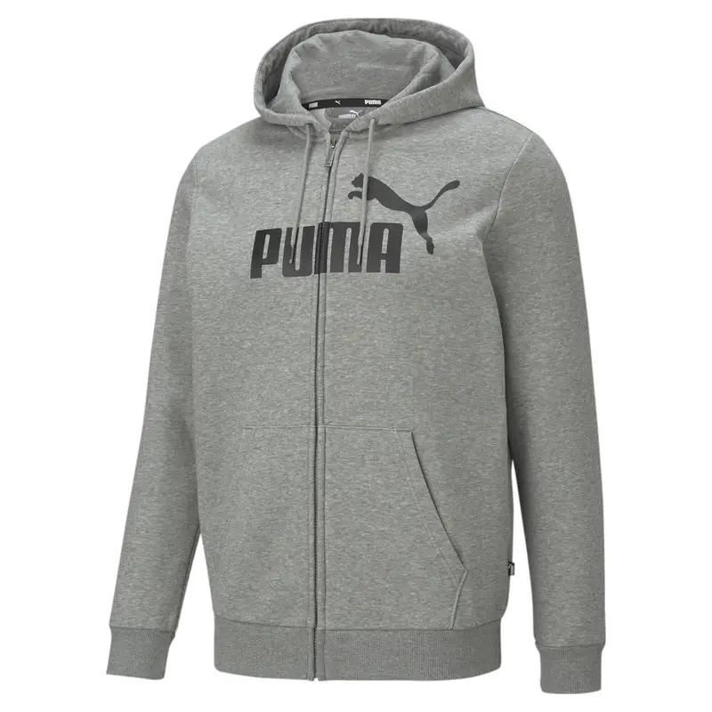 Felpa con cappuccio a zip integrale Essentials con logo grande da uomo PUMA | Puma Grigio
