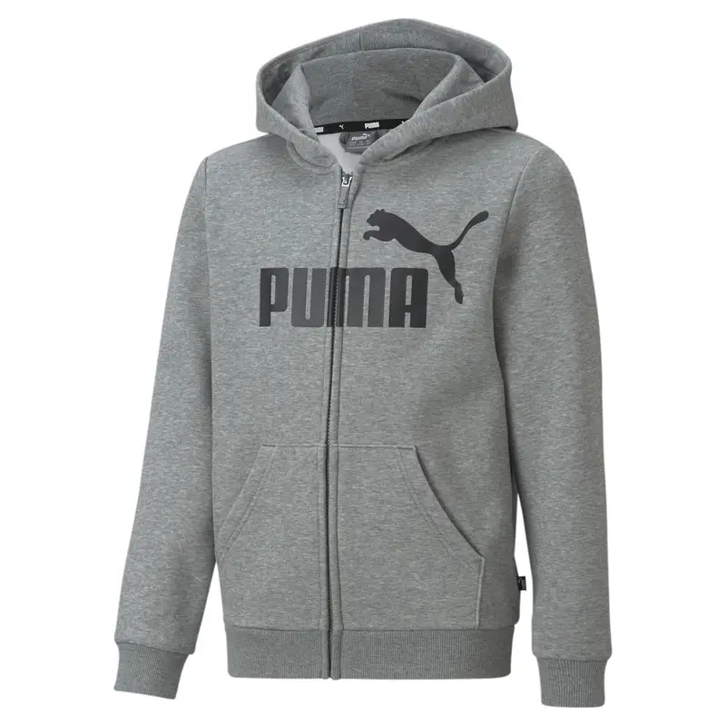 Felpa con cappuccio a zip integrale Essentials con logo grande per ragazzi PUMA | Puma Grigio