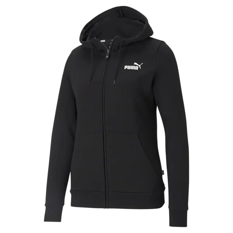 Felpa con cappuccio a zip intera Essentials da donna PUMA Black | Puma Nero