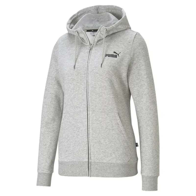 Felpa con cappuccio a zip intera Essentials da donna PUMA Light Gray Heather | Puma Grigio