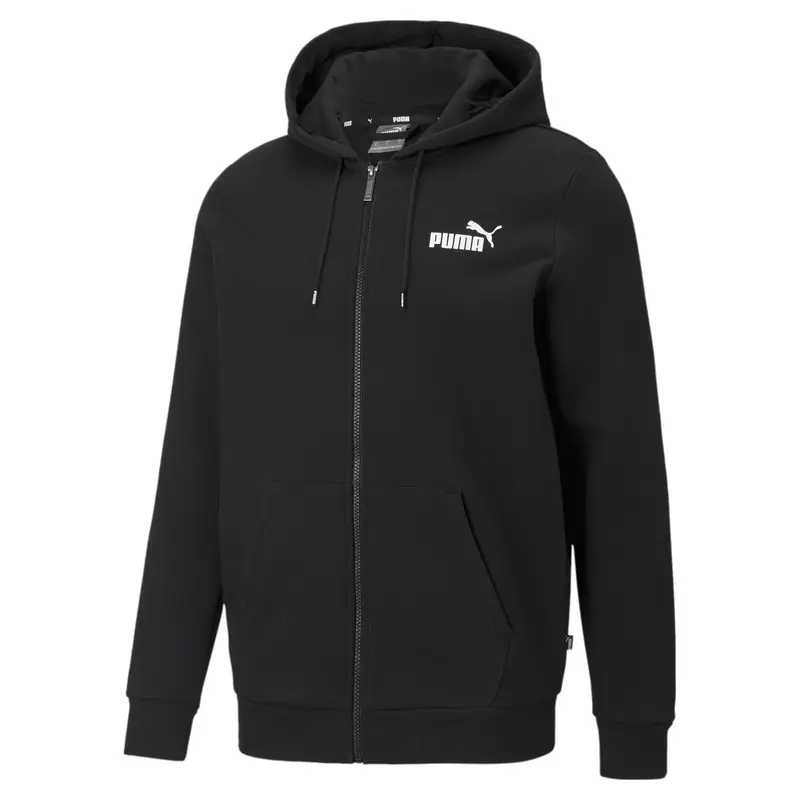 Felpa con cappuccio a zip intera Essentials da uomo PUMA Black | Puma Nero