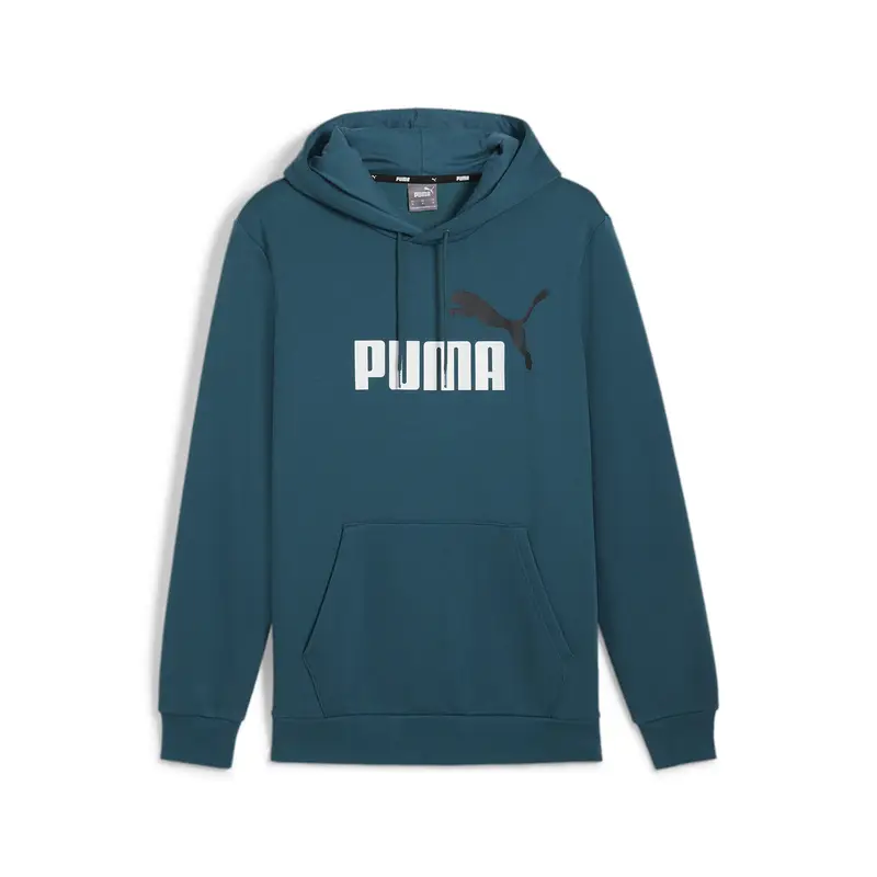 Felpa con cappuccio bicolore Essentials+ con logo grande da uomo PUMA Cold Green | Puma Verde
