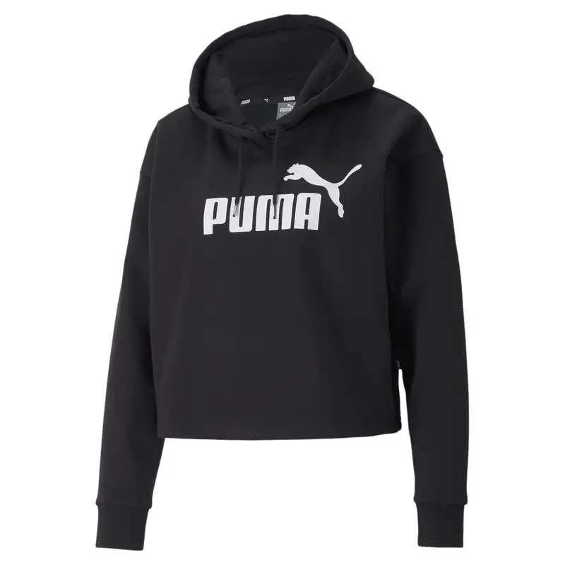 Felpa con cappuccio cropped con logo Essentials da donna PUMA Black | Puma Nero