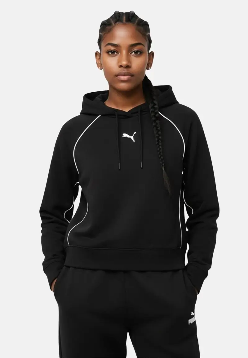 Felpa con cappuccio Damen nera da donna