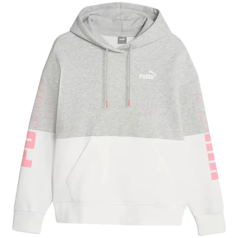 Felpa con Cappuccio Donna Puma Power Colorblock Bianco | Puma Grigio chiaro