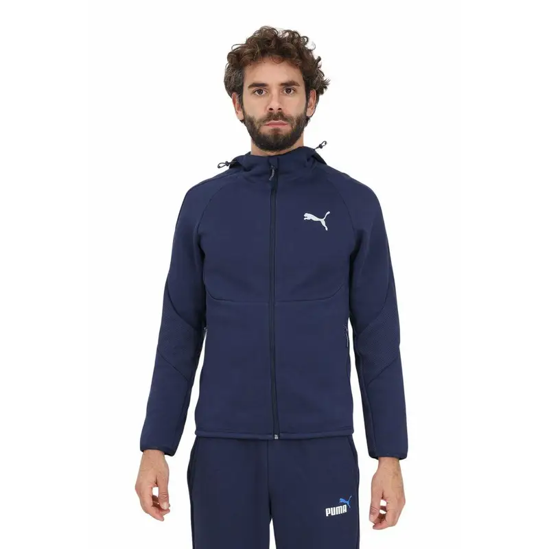 Felpa con Cappuccio e Cerniera Uomo Puma Evostripe Full-Zip Blu Marino | Puma Blu navy