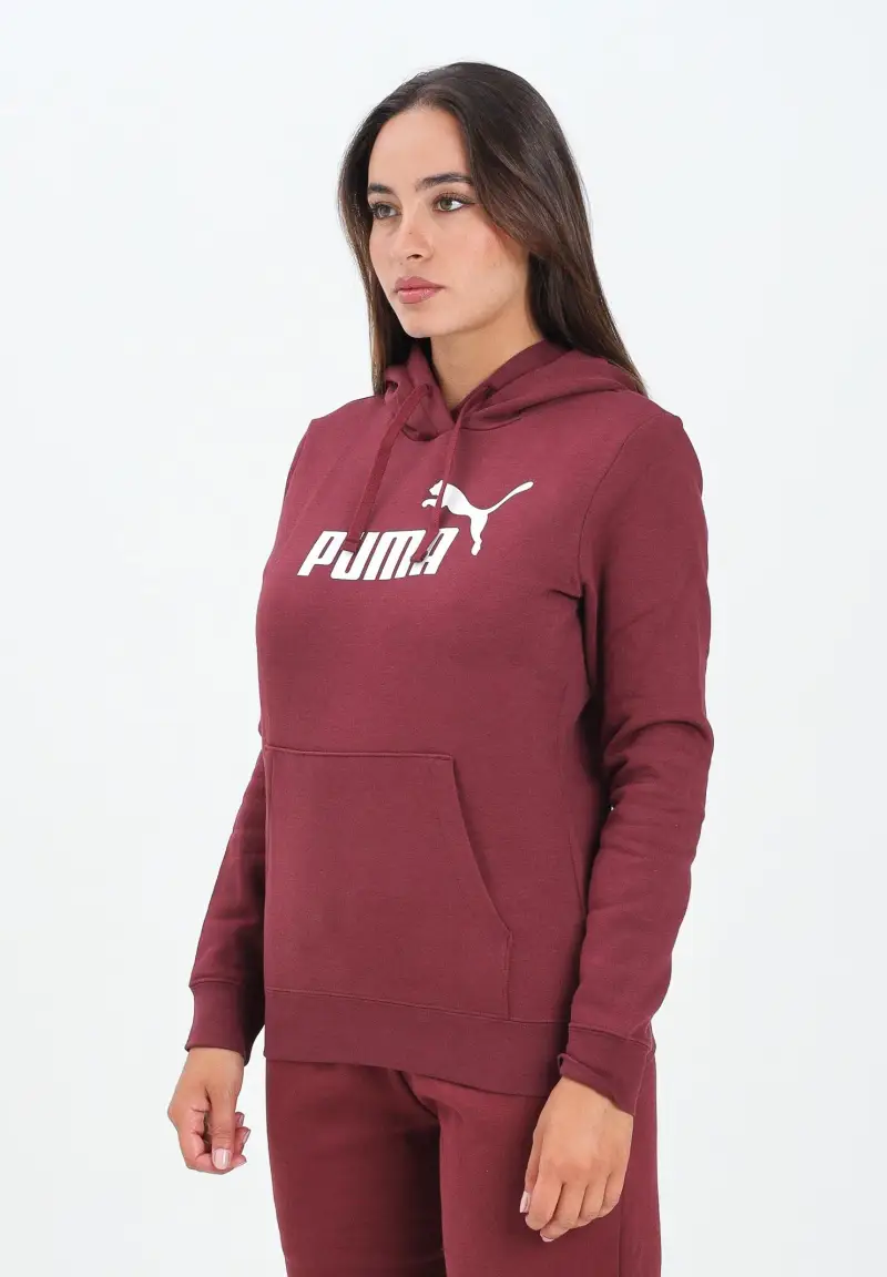 Felpa con cappuccio ESS N. 1 Logo bordeaux da donna