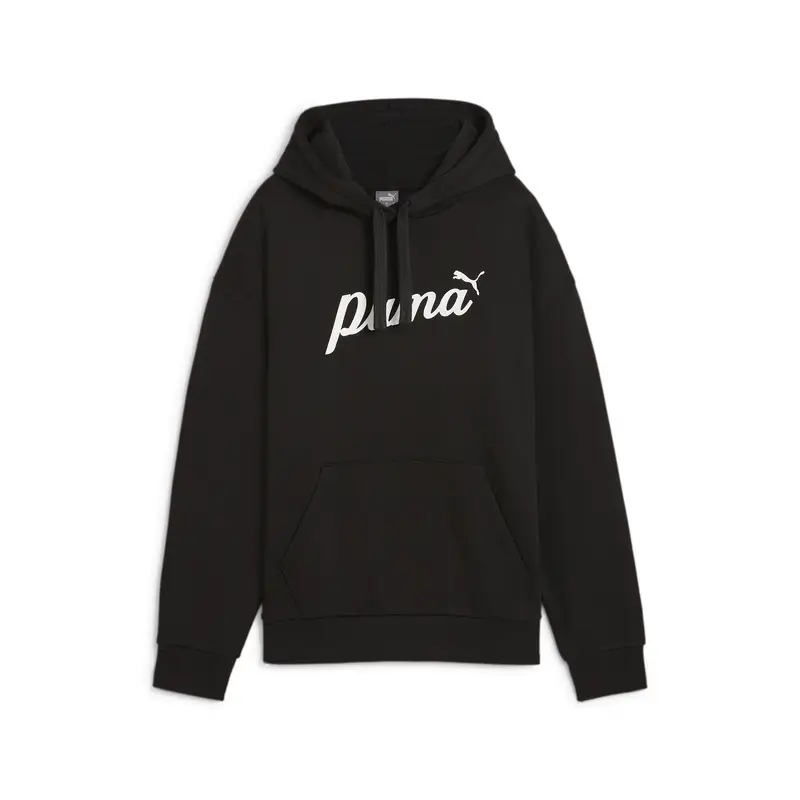 Felpa con cappuccio ESS+ Script da donna PUMA Black White Rubber | Puma Nero