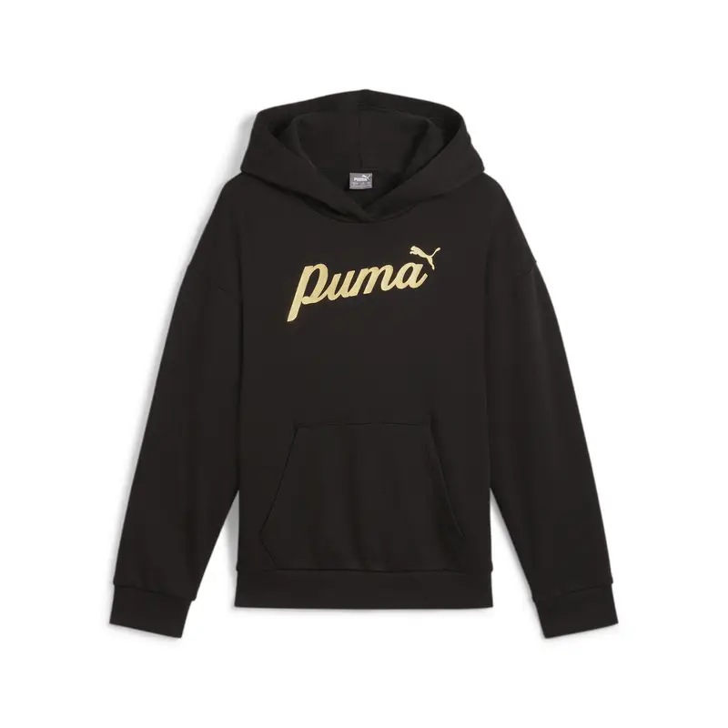 Felpa con cappuccio ESS+ SCRIPT per ragazzi PUMA Black Gold Foil | Puma Nero