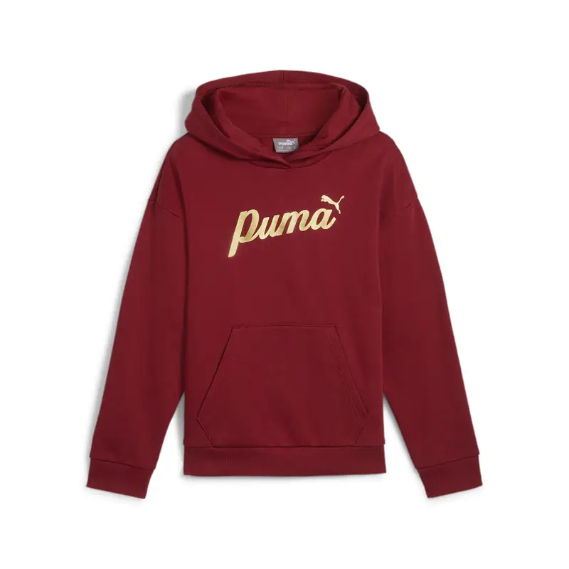 Felpa con cappuccio ESS+ SCRIPT per ragazzi PUMA Intense Red Gold Foil | Puma Rosso