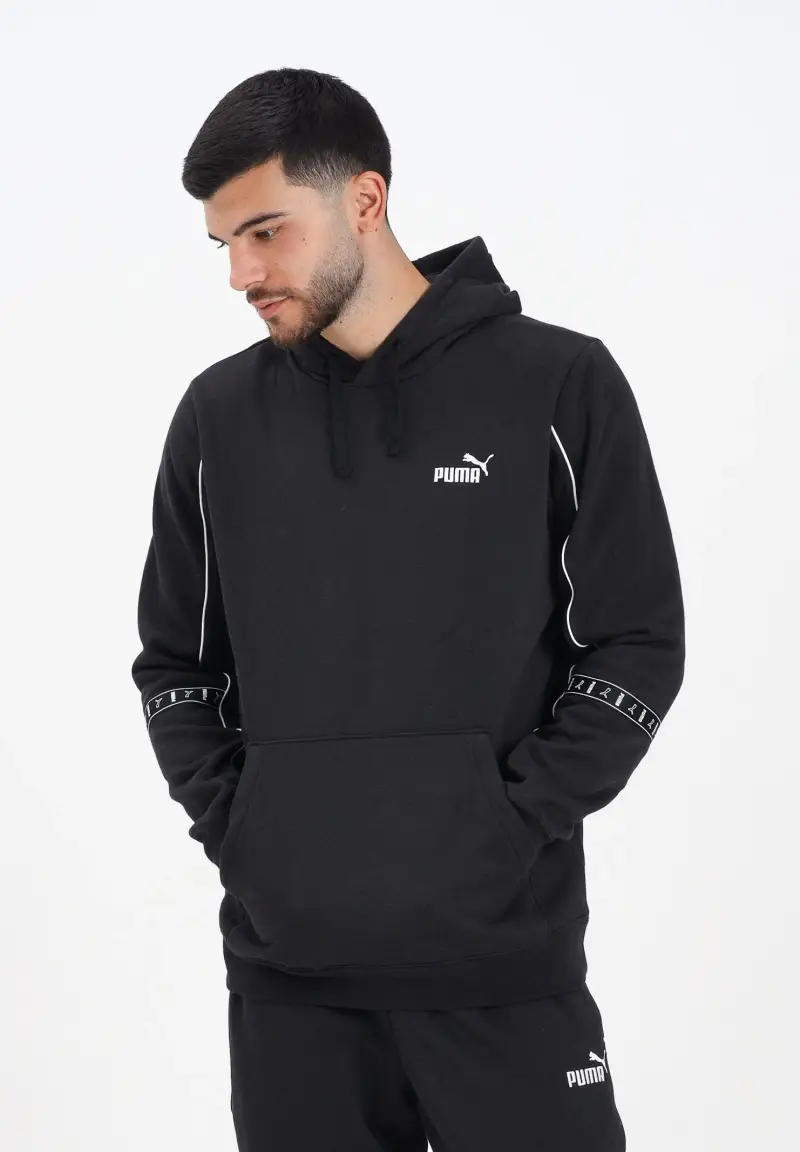 Felpa con cappuccio Ess Tape Layout nera da uomo miniatura 2