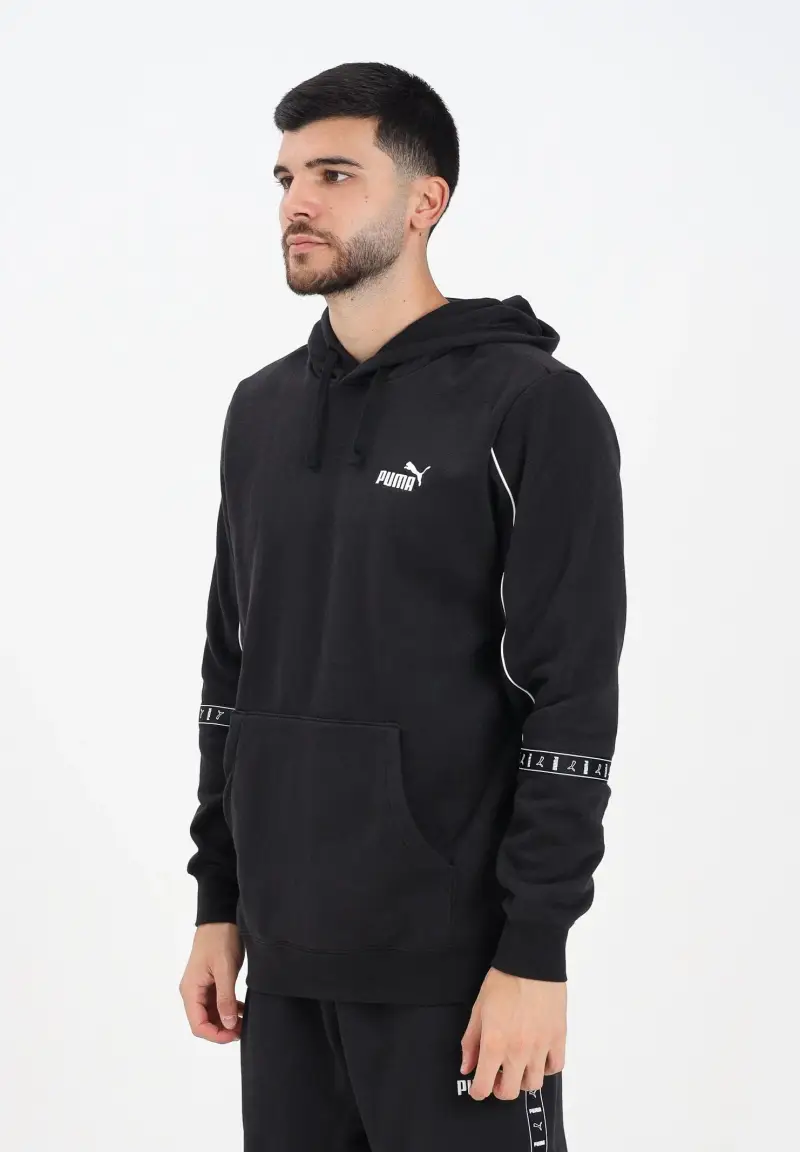 Felpa con cappuccio Ess Tape Layout nera da uomo