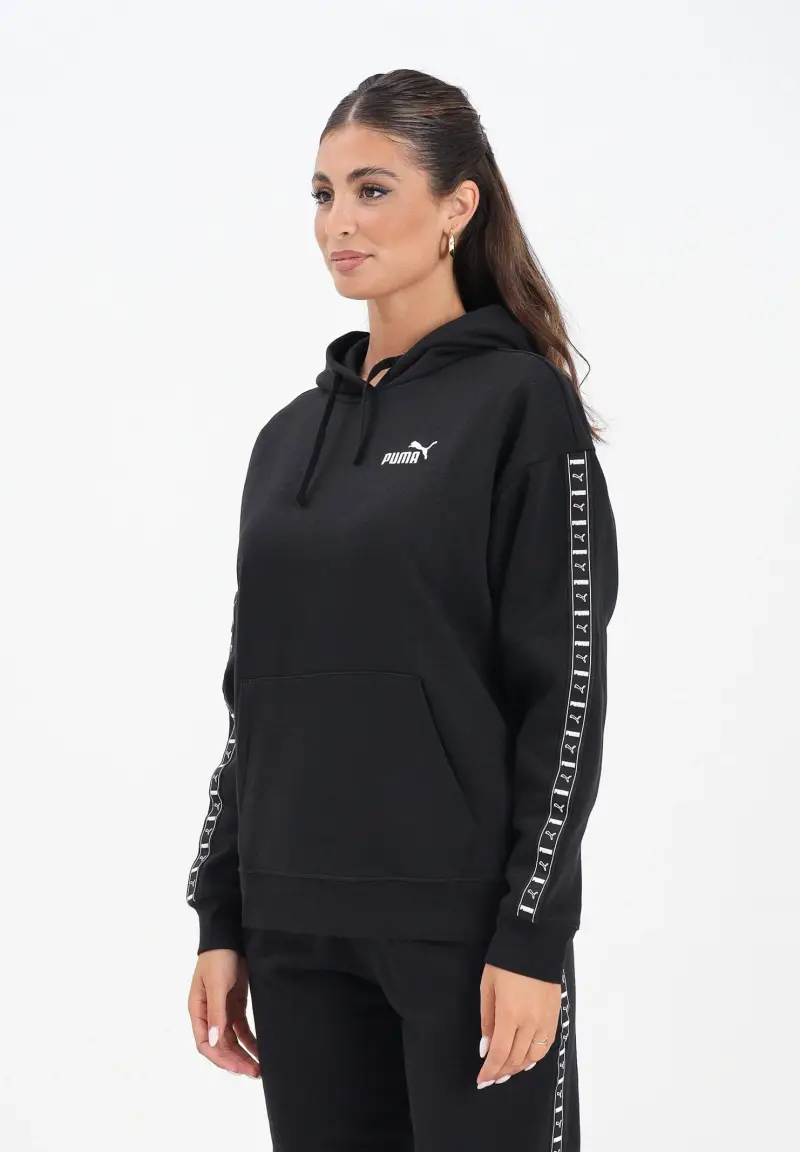 Felpa con cappuccio ESS Tape nera da donna