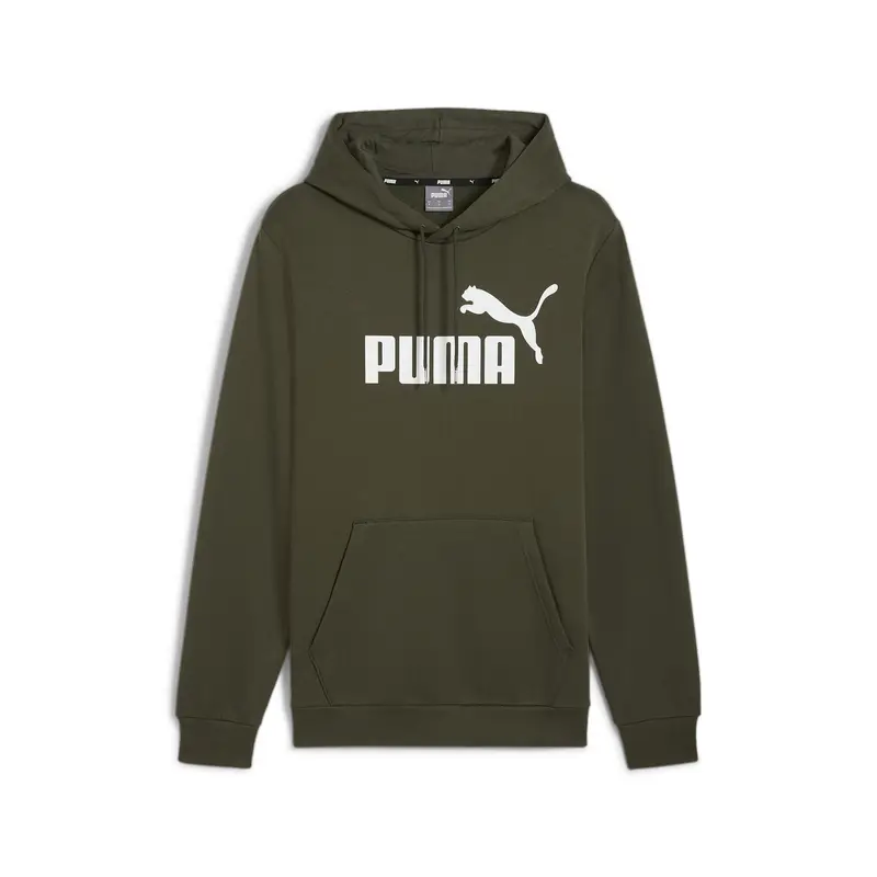 Felpa con cappuccio Essentials con logo grande da uomo PUMA Dark Olive Green | Puma Verde